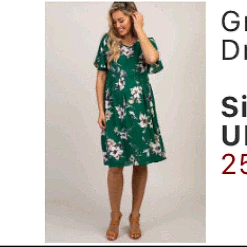 Green Floral Chiffon Maternity Dress